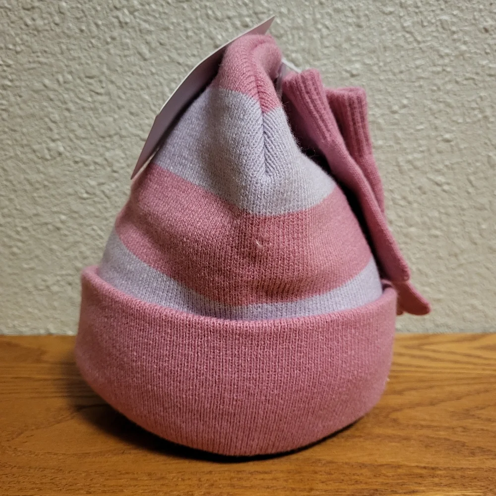 NWT Nike Pink Striped Knit Beanie and Gloves